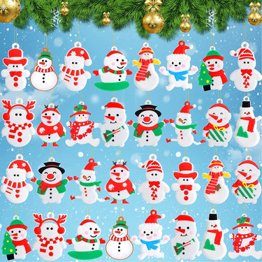 32 Pcs Christmas Winter Snowmen Ornaments Christmas Snowman Hanging Ornaments Snowman Tree Ornaments Christmas Snowman Decorations for Kids Gift Holiday Stocking Stuffers Calendar Decor